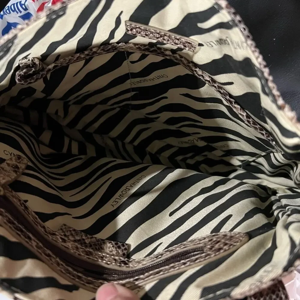 Cynthia Rowley Faux Snakeskin Leather Hobo Bag